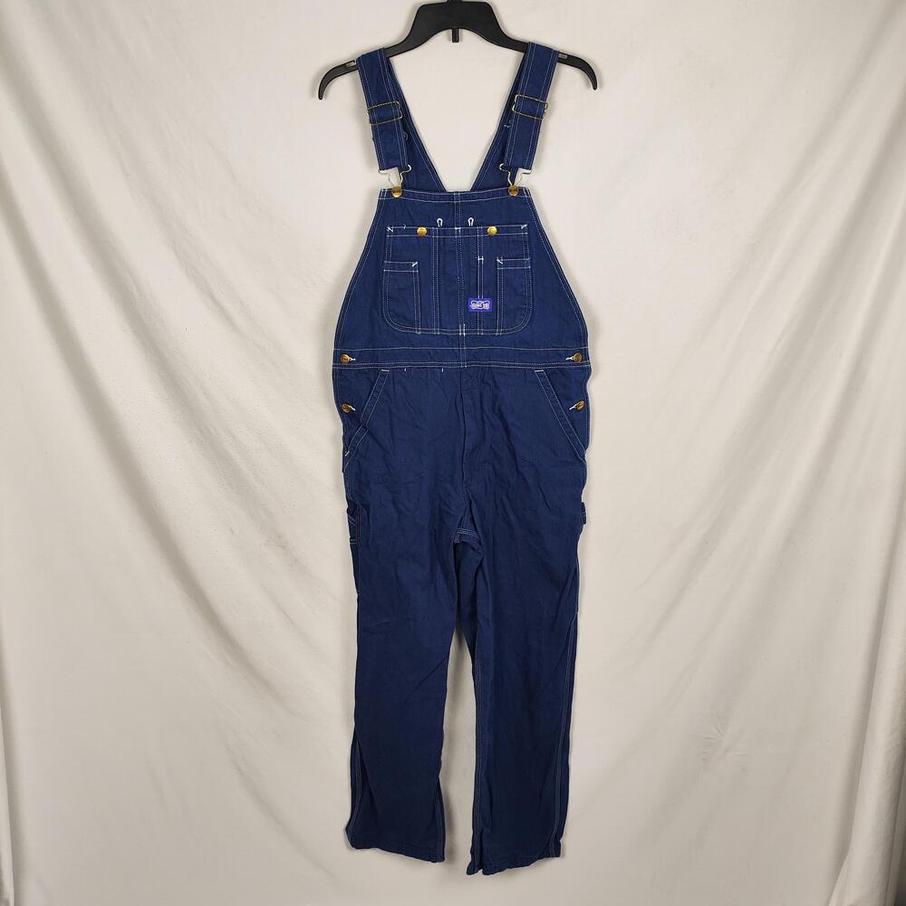 Big Smith Denim Bib Overalls Mens 32x32 Blue Workwear Carpenter Utility Pockets